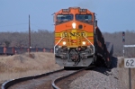 Eastbound BNSF coal train roars out of the siding